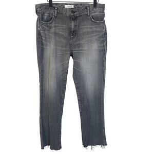 Moussy Vintage Howa Slim Fit Jeans Medium Grey Distressed Raw Hem Sz 30